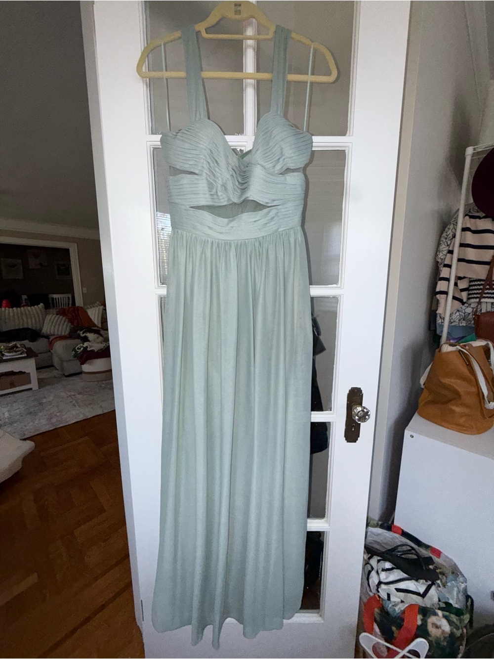 Birdy Grey Sage Green Pleated Sweetheart Maxi Dress